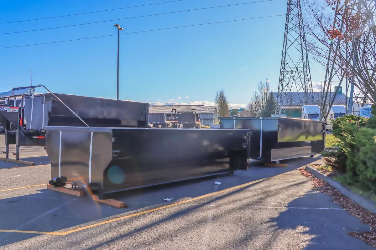 Roll-off dumpster ready for waste disposal at job site for 4 Yard Dumpster Rental in Enid